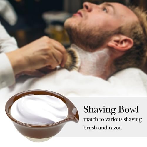 Linkidea Ceramic Shaving Bowl – Wide Mouth Lather Mug for Men, Brown Avelisse