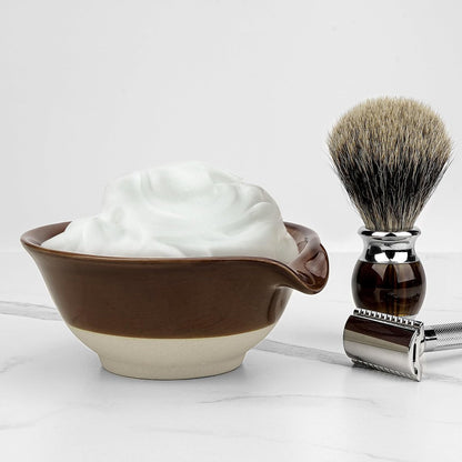 Linkidea Ceramic Shaving Bowl – Wide Mouth Lather Mug for Men, Brown Avelisse