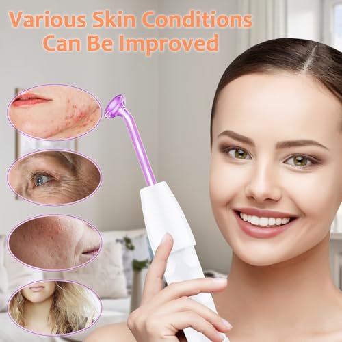 Uaike 4 in 1 High Frequency Facial Wand - Violet Portable Handheld Skin Device with 4 Purple Glass Tubes Avelisse
