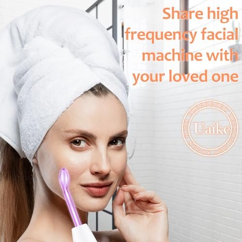 Uaike 4 in 1 High Frequency Facial Wand - Violet Portable Handheld Skin Device with 4 Purple Glass Tubes Avelisse