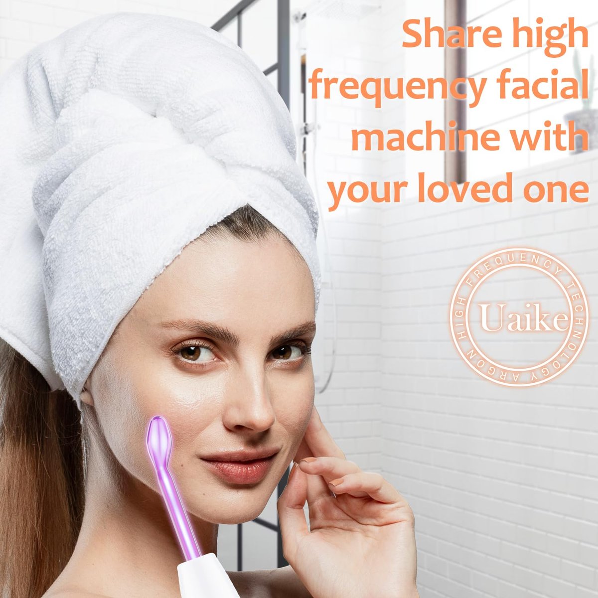 Uaike 4 in 1 High Frequency Facial Wand - Violet Portable Handheld Skin Device with 4 Purple Glass Tubes Avelisse