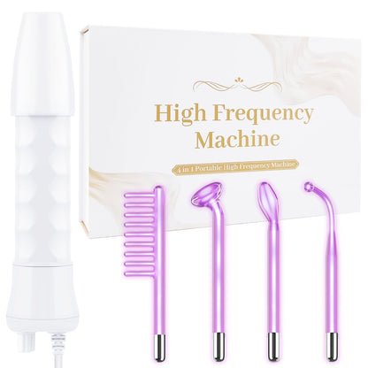 Uaike 4 in 1 High Frequency Facial Wand - Violet Portable Handheld Skin Device with 4 Purple Glass Tubes Avelisse