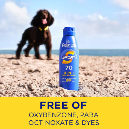 Coppertone SPORT Sunscreen Spray SPF 70, Water Resistant, Broad Spectrum, 5.5 oz (Pack of 3) Avelisse