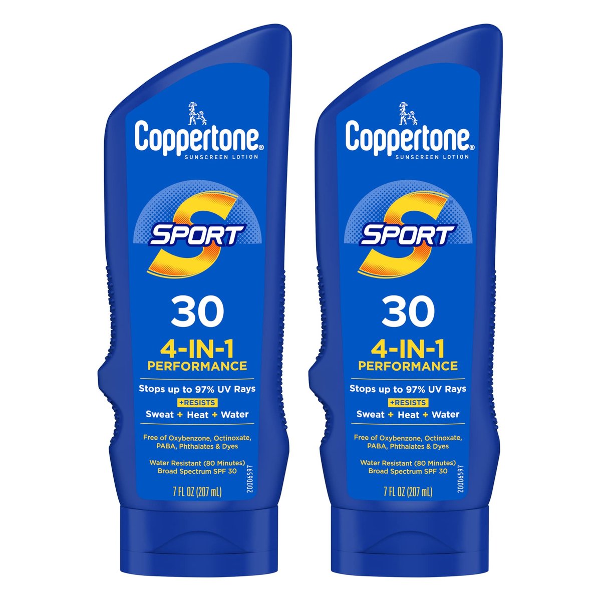 Coppertone Sport Sunscreen Lotion SPF 30 Twin Pack - Sweat & Water Resistant, Oxybenzone Free, 7 Fl Oz (Pack of 2) - görsel 1