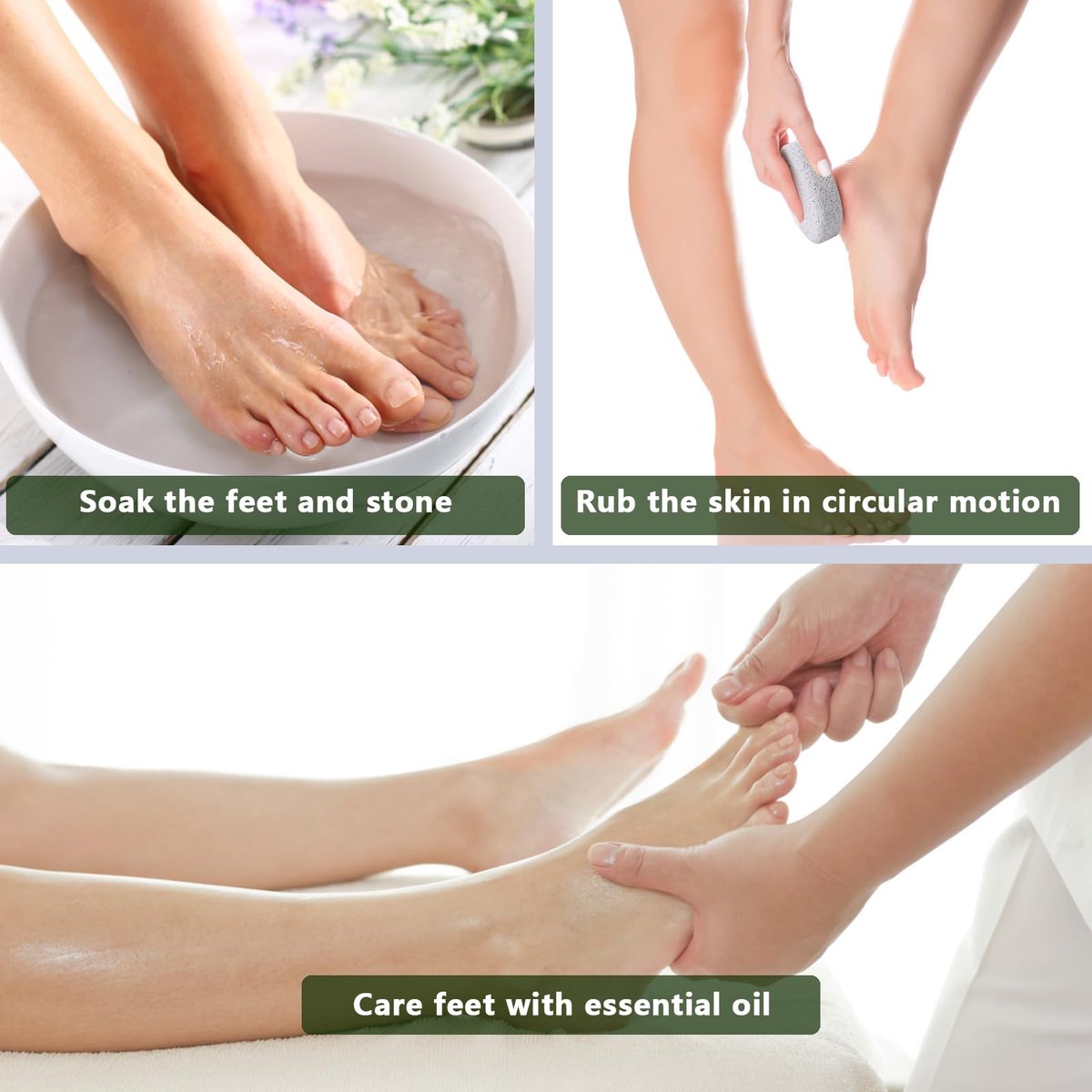 4-Pack Natural Pumice Stone for Feet - Borogo Lava Pedicure Tools, Hard Skin & Callus Remover for Feet, Hands, Heels, Elbows - görsel 6