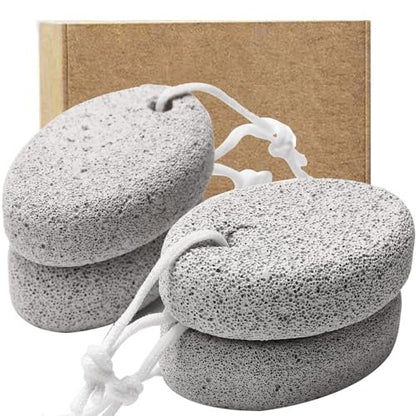 4-Pack Natural Pumice Stone for Feet - Borogo Lava Pedicure Tools, Hard Skin & Callus Remover for Feet, Hands, Heels, Elbows