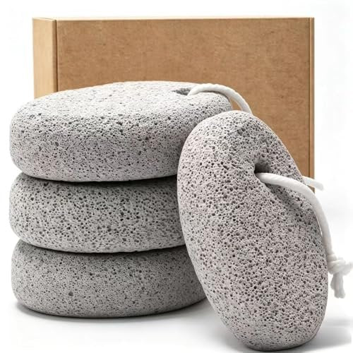 4-Pack Natural Pumice Stone for Feet - Borogo Lava Pedicure Tools, Hard Skin & Callus Remover for Feet, Hands, Heels, Elbows - görsel 1