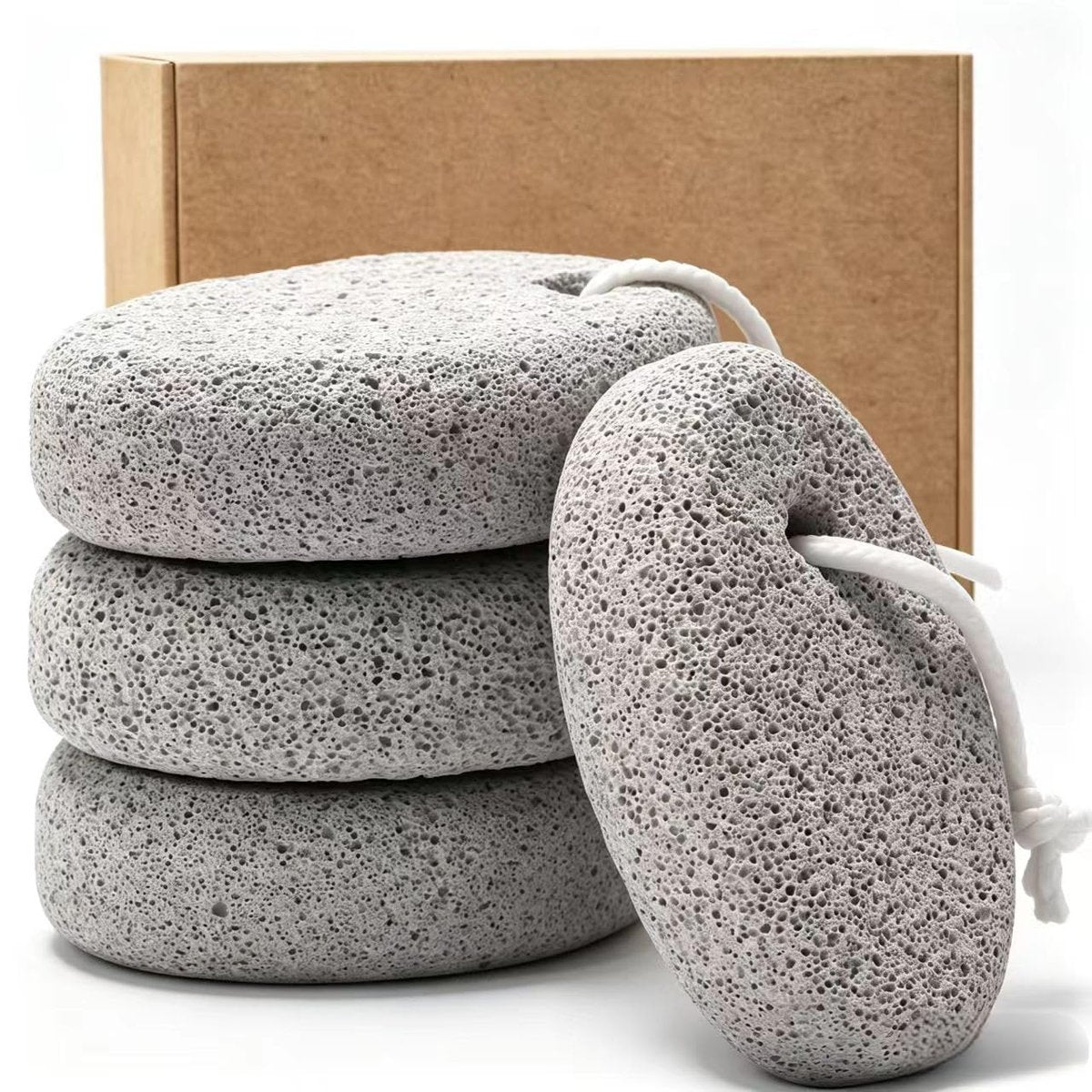 4-Pack Natural Pumice Stone for Feet - Borogo Lava Pedicure Tools, Hard Skin & Callus Remover for Feet, Hands, Heels, Elbows - görsel 2