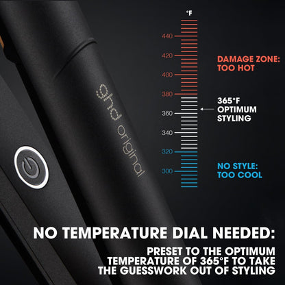 ghd Original Styler 1-Inch Flat Iron Hair Straightener - Ceramic Heat Technology, 365°F Safe Styling, Smooth Gloss Plates, Black Avelisse