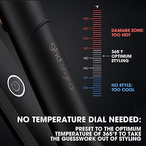 ghd Original Styler 1-Inch Flat Iron Hair Straightener - Ceramic Heat Technology, 365°F Safe Styling, Smooth Gloss Plates, Black Avelisse