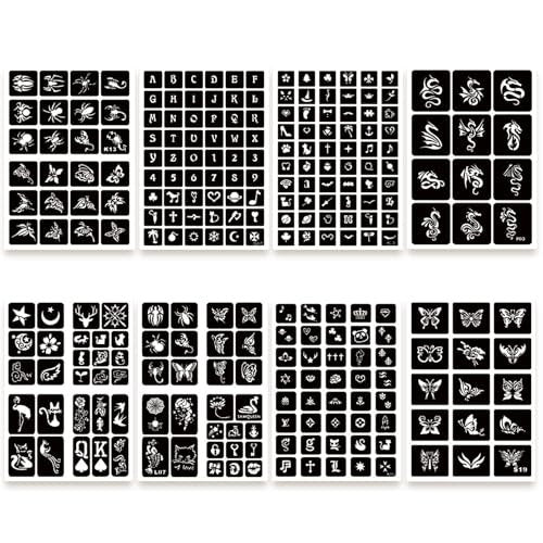 ChurlChurl 575pcs Temporary Tattoo Stencils Kit - 20 Sheets Henna Stencils for Face, Body, and DIY Art - Reusable Glitter Tattoo Stencils Pack for Women and Men - görsel 8