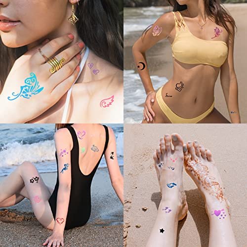 761-Piece Temporary Tattoo Stencils Kit – 20 Sheets of Henna & Glitter Tattoo Stencils for Face and Body, Perfect for Birthdays, Halloween, Christmas, and Party Favors - görsel 14