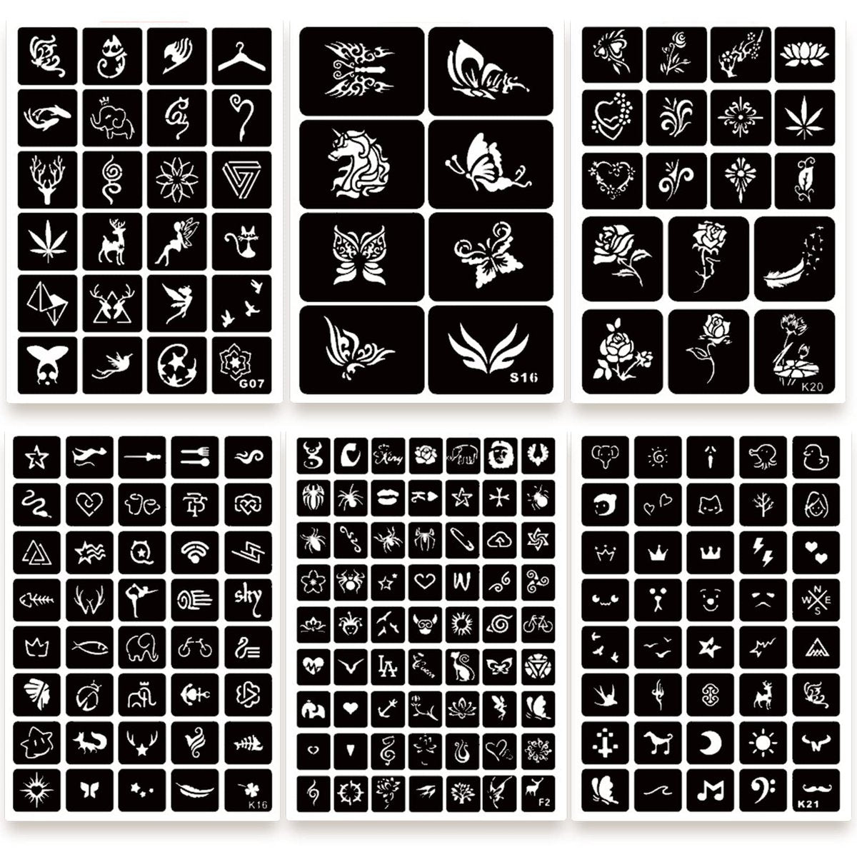 ChurlChurl 575pcs Temporary Tattoo Stencils Kit - 20 Sheets Henna Stencils for Face, Body, and DIY Art - Reusable Glitter Tattoo Stencils Pack for Women and Men - görsel 5