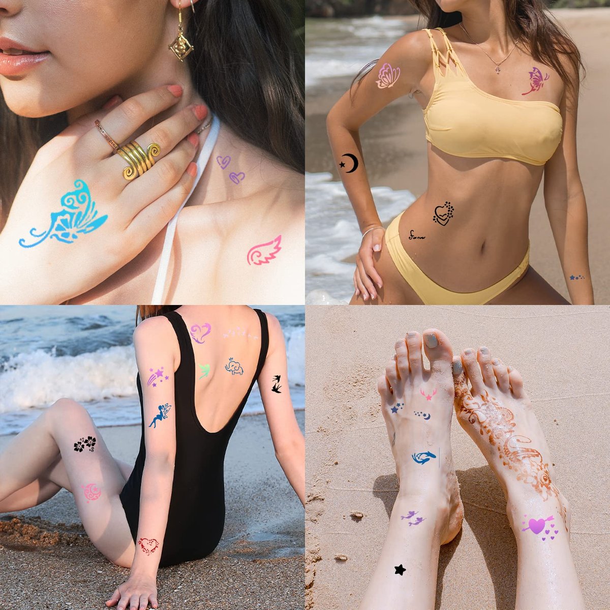 ChurlChurl 575pcs Temporary Tattoo Stencils Kit - 20 Sheets Henna Stencils for Face, Body, and DIY Art - Reusable Glitter Tattoo Stencils Pack for Women and Men - görsel 13