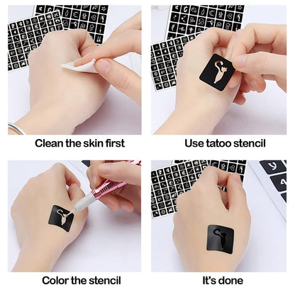 ChurlChurl 575pcs Temporary Tattoo Stencils Kit - 20 Sheets Henna Stencils for Face, Body, and DIY Art - Reusable Glitter Tattoo Stencils Pack for Women and Men