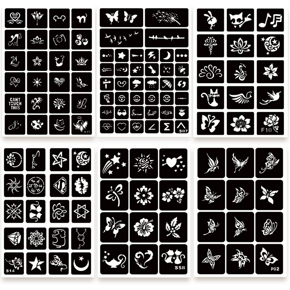 ChurlChurl 575pcs Temporary Tattoo Stencils Kit - 20 Sheets Henna Stencils for Face, Body, and DIY Art - Reusable Glitter Tattoo Stencils Pack for Women and Men - görsel 3
