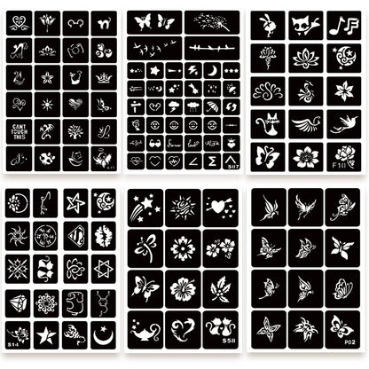 ChurlChurl 575pcs Temporary Tattoo Stencils Kit - 20 Sheets Henna Stencils for Face, Body, and DIY Art - Reusable Glitter Tattoo Stencils Pack for Women and Men