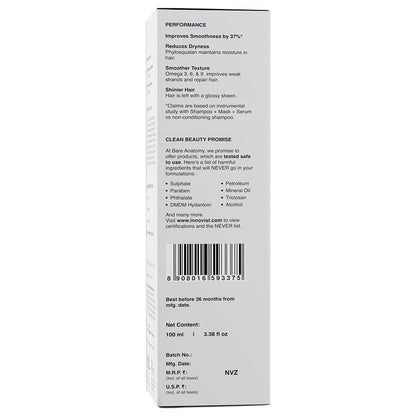 Bare Anatomy Ultra Smoothing Hair Serum – Carbohydrate Complex & Niacinamide for Smooth, Shiny Hair – Dry & Frizzy Hair Solution – 100 ml Avelisse