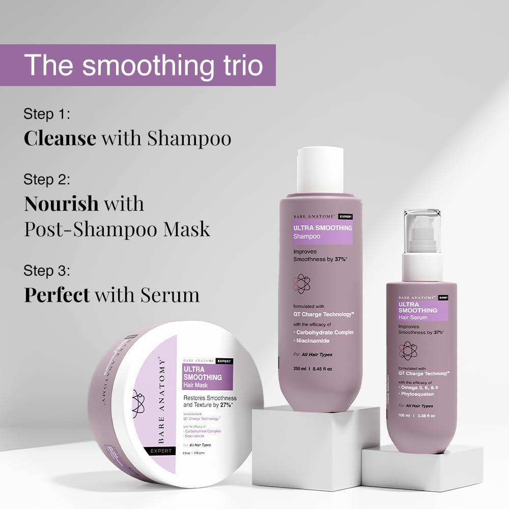 Bare Anatomy Ultra Smoothing Hair Serum – Carbohydrate Complex & Niacinamide for Smooth, Shiny Hair – Dry & Frizzy Hair Solution – 100 ml Avelisse