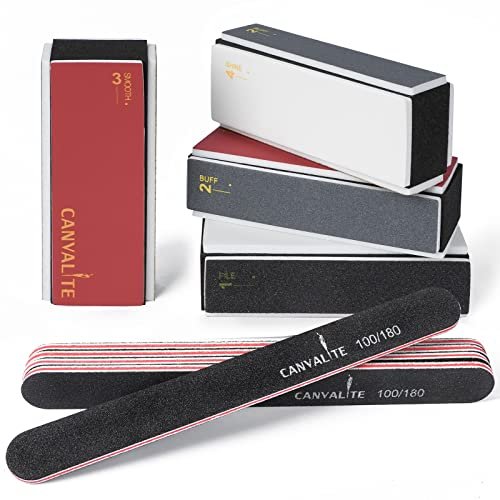 Canvalite 4-Way Nail Buffer Block for Natural Nails - 9 Pack, 100/180 Grit, Shapes, Files, Smoothes & Shines - görsel 2