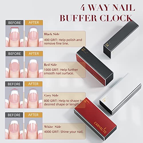 Canvalite 4-Way Nail Buffer Block for Natural Nails - 9 Pack, 100/180 Grit, Shapes, Files, Smoothes & Shines - görsel 4