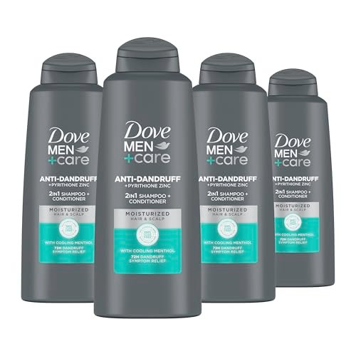 DOVE MEN + CARE 2 in 1 Shampoo and Conditioner Dandruff Defense, 20.4 oz (Pack of 4) Avelisse