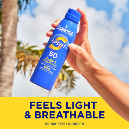 Coppertone Sport Sunscreen SPF 50 Spray & SPF 40 Stick Bundle, Sweat & Water Resistant Sunblock for Face & Body Avelisse