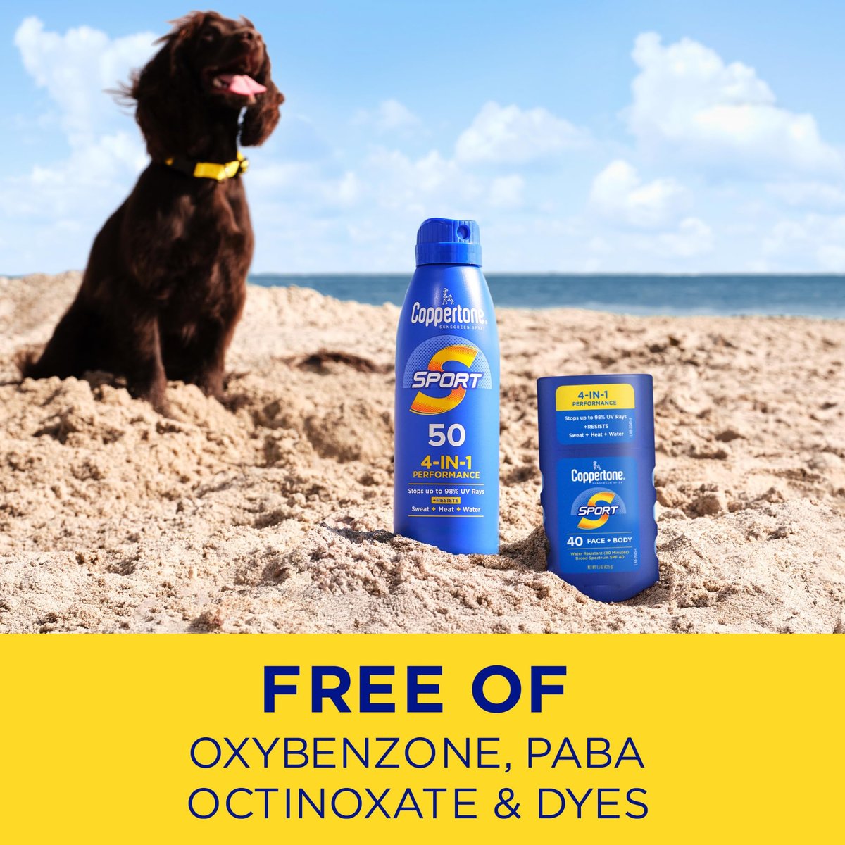 Coppertone Sport Sunscreen SPF 50 Spray & SPF 40 Stick Bundle, Sweat & Water Resistant Sunblock for Face & Body Avelisse