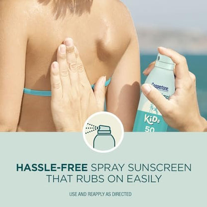 Coppertone Pure and Simple Kids Sunscreen Spray SPF 50 - Zinc Oxide Mineral Sunscreen, Hypoallergenic, Tear Free, 5 oz (Pack of 3) Avelisse