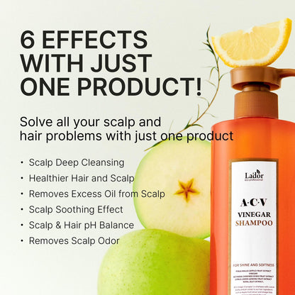 LA'DOR Apple Cider Vinegar Clarifying Shampoo with Tea Tree - Sub-Acidic pH-Balanced for Oily Scalp & Dandruff, Sulfate-Free, Silicone-Free, Paraben-Free, 14.5 Fl Oz