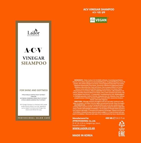 LA'DOR Apple Cider Vinegar Clarifying Shampoo with Tea Tree - Sub-Acidic pH-Balanced for Oily Scalp & Dandruff, Sulfate-Free, Silicone-Free, Paraben-Free, 14.5 Fl Oz - görsel 16