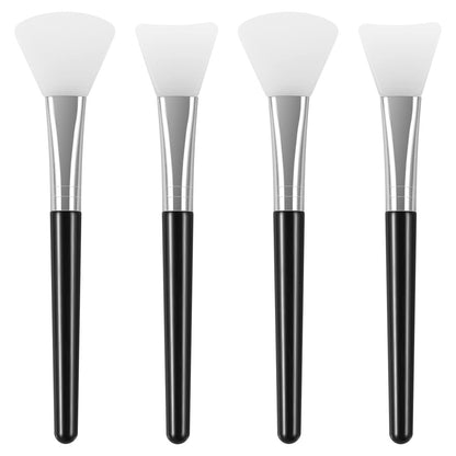 tifanso 4-Pack Silicone Face Mask Brush Applicator Set - Flexible Silicone Brushes for Mud, Clay, DIY Masks, Body Lotion, BB Cream (Black)