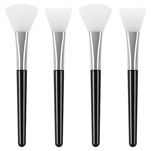 tifanso 4-Pack Silicone Face Mask Brush Applicator Set - Flexible Silicone Brushes for Mud, Clay, DIY Masks, Body Lotion, BB Cream (Black) - görsel 1