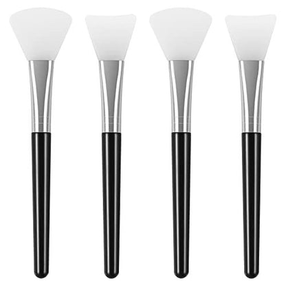 tifanso 4-Pack Silicone Face Mask Brush Applicator Set - Flexible Silicone Brushes for Mud, Clay, DIY Masks, Body Lotion, BB Cream (Black)