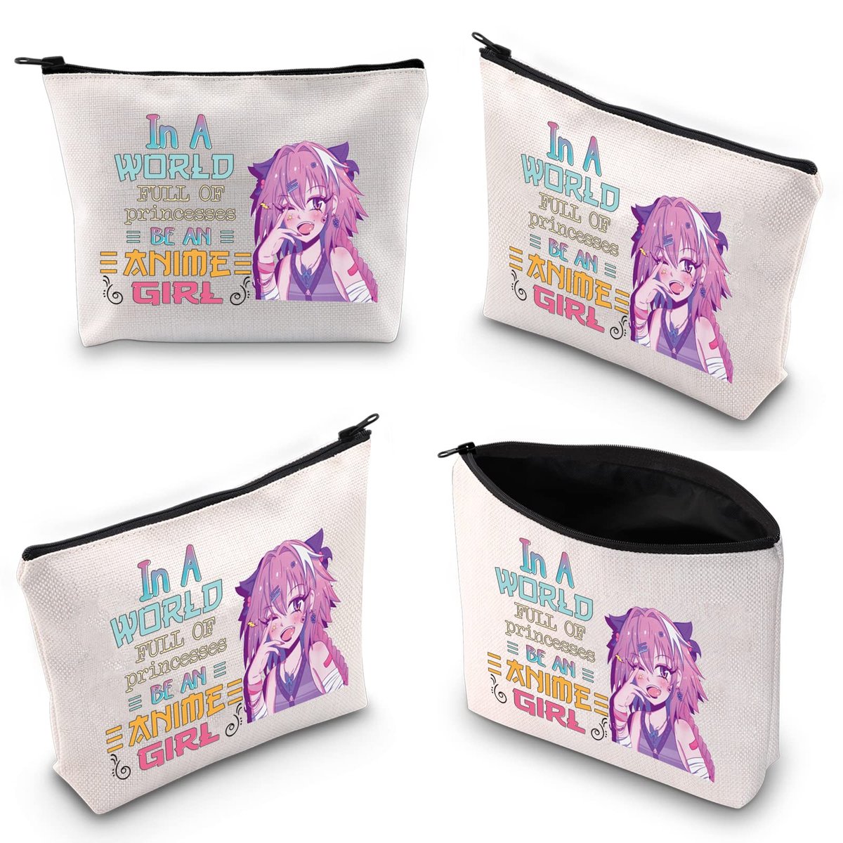 WZMPA Anime Girl Cosmetic Makeup Bag – Fun Gift for Anime Lovers – 'Be An Anime' Zipper Pouch - görsel 11