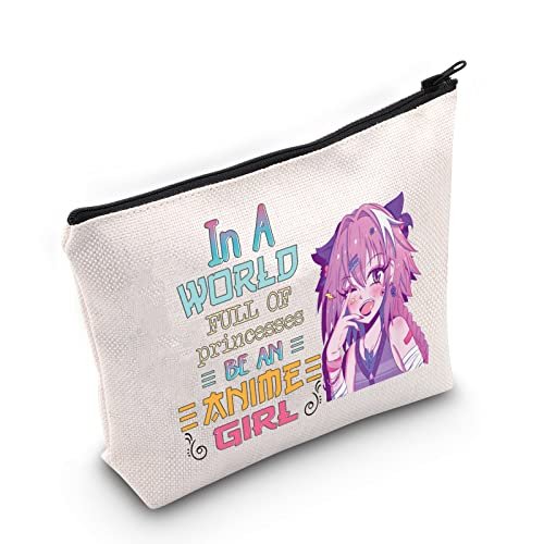 WZMPA Anime Girl Cosmetic Makeup Bag – Fun Gift for Anime Lovers – 'Be An Anime' Zipper Pouch - görsel 2