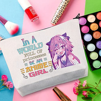 WZMPA Anime Girl Cosmetic Makeup Bag – Fun Gift for Anime Lovers – 'Be An Anime' Zipper Pouch
