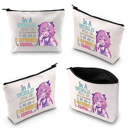 WZMPA Anime Girl Cosmetic Makeup Bag – Fun Gift for Anime Lovers – 'Be An Anime' Zipper Pouch