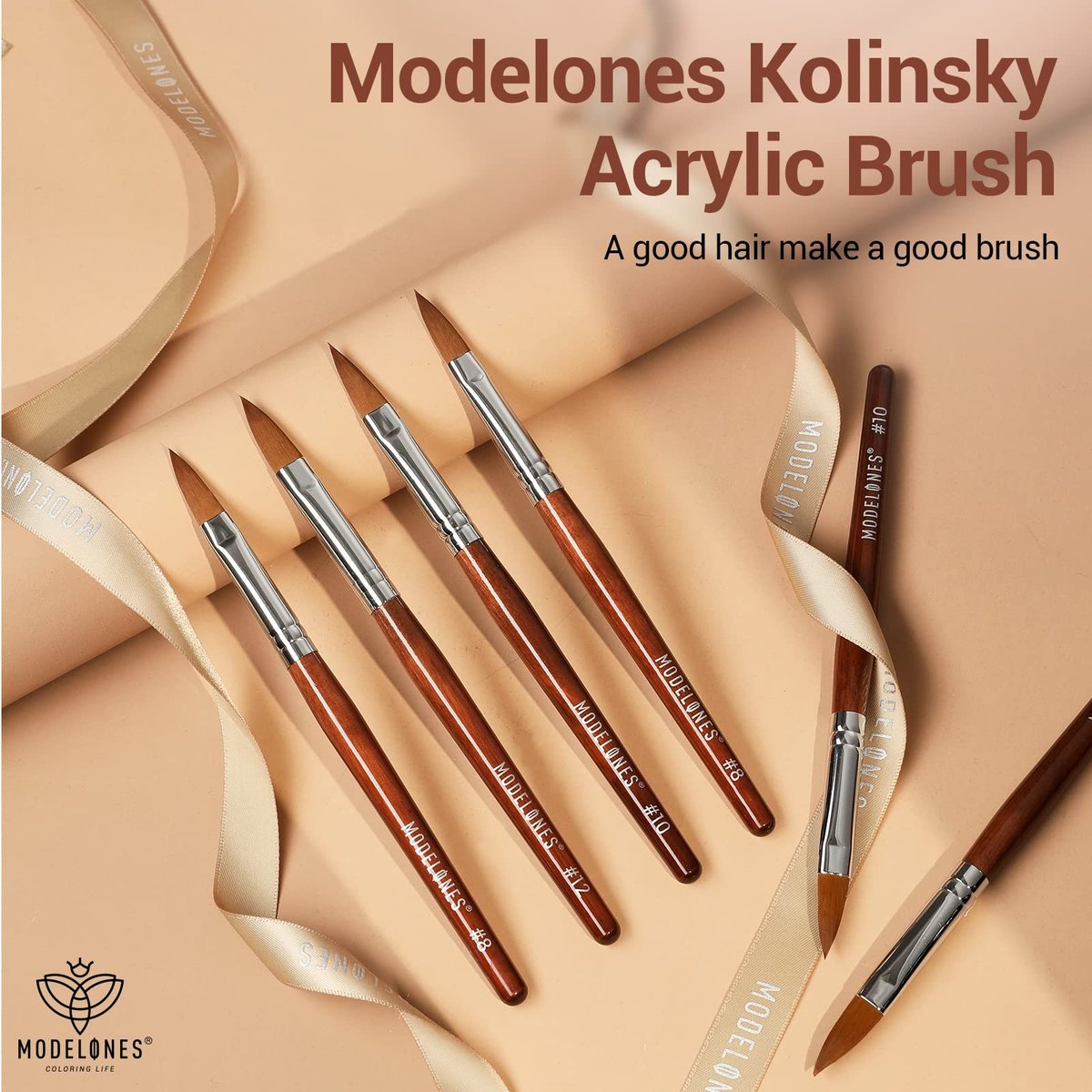 Modelones Kolinsky Acrylic Nail Brush Set – Size 8/10/12 Round Kolinsky Sable Brushes for Acrylic Powder, Gel Polish, Extension Gel, 3D Carving & Detailing – Wooden Handle, Salon & DIY - görsel 11