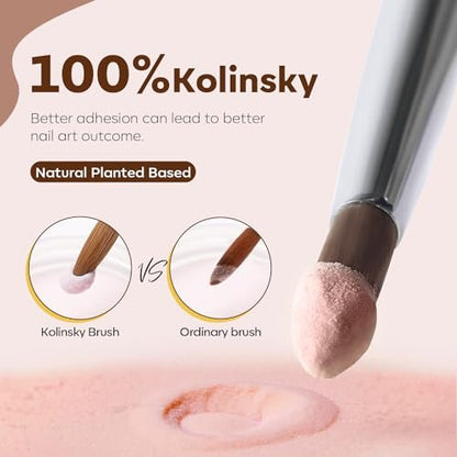 Modelones Kolinsky Acrylic Nail Brush Set – Size 8/10/12 Round Kolinsky Sable Brushes for Acrylic Powder, Gel Polish, Extension Gel, 3D Carving & Detailing – Wooden Handle, Salon & DIY