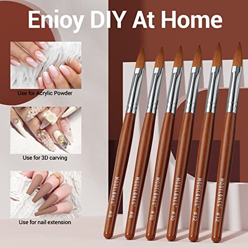 Modelones Kolinsky Acrylic Nail Brush Set – Size 8/10/12 Round Kolinsky Sable Brushes for Acrylic Powder, Gel Polish, Extension Gel, 3D Carving & Detailing – Wooden Handle, Salon & DIY - görsel 8