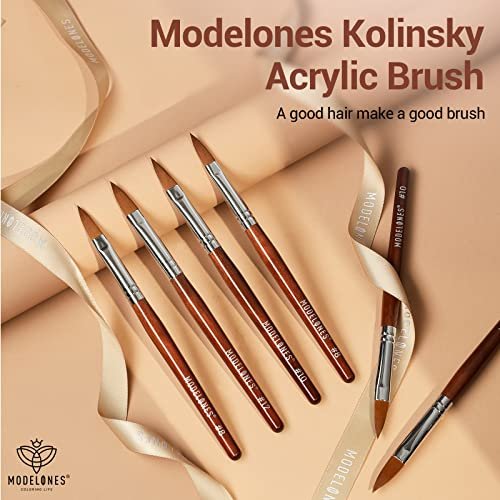 Modelones Kolinsky Acrylic Nail Brush Set – Size 8/10/12 Round Kolinsky Sable Brushes for Acrylic Powder, Gel Polish, Extension Gel, 3D Carving & Detailing – Wooden Handle, Salon & DIY - görsel 12