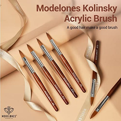 Modelones Kolinsky Acrylic Nail Brush Set – Size 8/10/12 Round Kolinsky Sable Brushes for Acrylic Powder, Gel Polish, Extension Gel, 3D Carving & Detailing – Wooden Handle, Salon & DIY