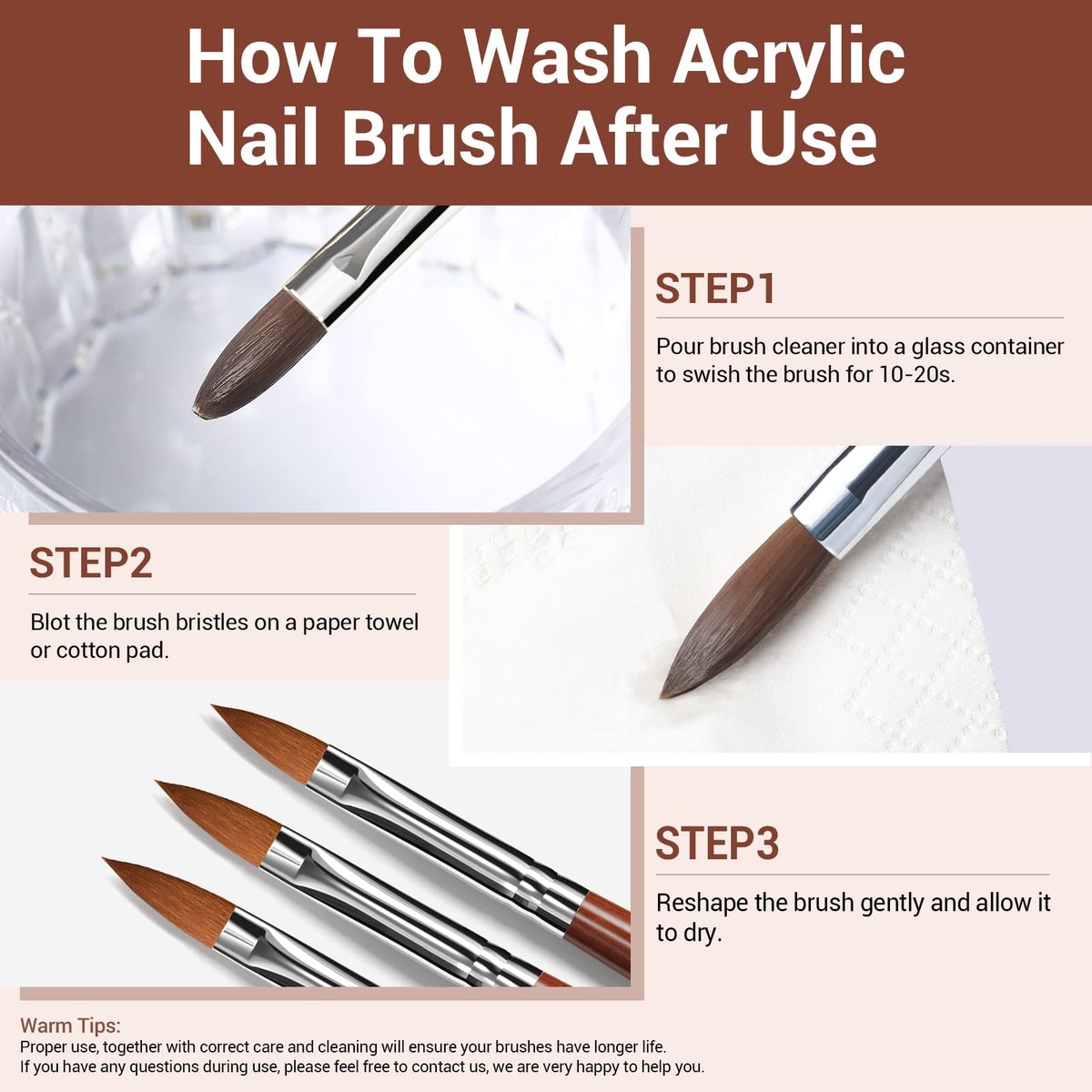 Modelones Kolinsky Acrylic Nail Brush Set – Size 8/10/12 Round Kolinsky Sable Brushes for Acrylic Powder, Gel Polish, Extension Gel, 3D Carving & Detailing – Wooden Handle, Salon & DIY - görsel 13