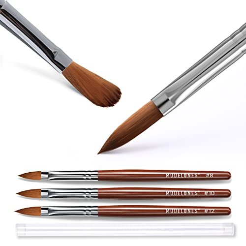 Modelones Kolinsky Acrylic Nail Brush Set – Size 8/10/12 Round Kolinsky Sable Brushes for Acrylic Powder, Gel Polish, Extension Gel, 3D Carving & Detailing – Wooden Handle, Salon & DIY - görsel 16