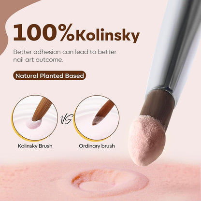 Modelones Kolinsky Acrylic Nail Brush Set – Size 8/10/12 Round Kolinsky Sable Brushes for Acrylic Powder, Gel Polish, Extension Gel, 3D Carving & Detailing – Wooden Handle, Salon & DIY