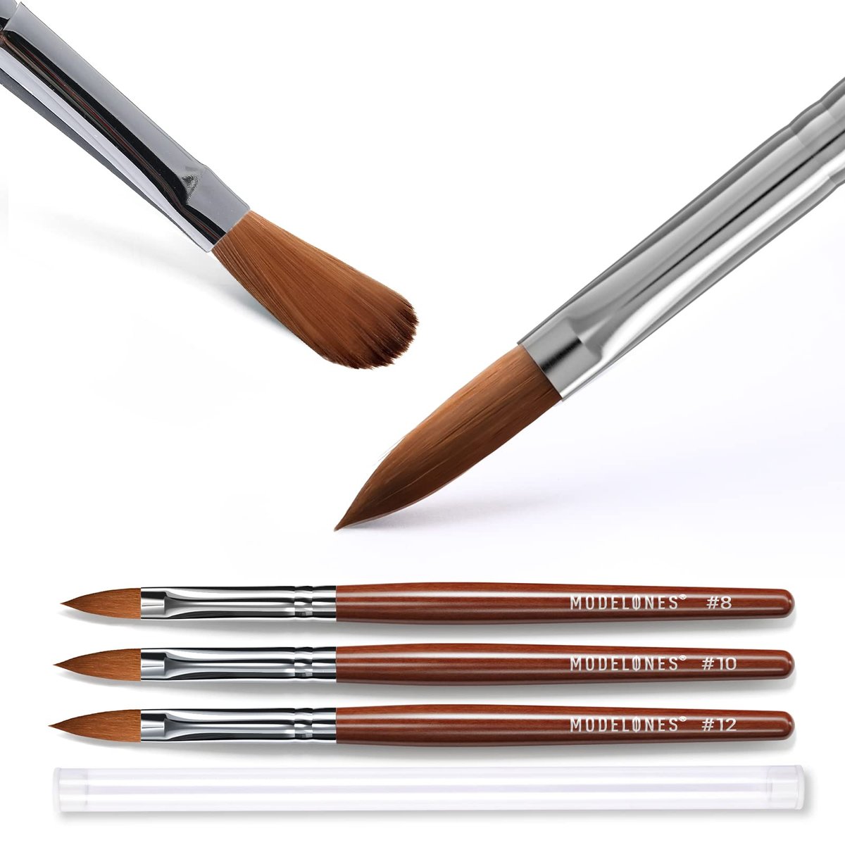 Modelones Kolinsky Acrylic Nail Brush Set – Size 8/10/12 Round Kolinsky Sable Brushes for Acrylic Powder, Gel Polish, Extension Gel, 3D Carving & Detailing – Wooden Handle, Salon & DIY - görsel 15