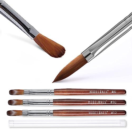 Modelones Kolinsky Acrylic Nail Brush Set – Size 8/10/12 Round Kolinsky Sable Brushes for Acrylic Powder, Gel Polish, Extension Gel, 3D Carving & Detailing – Wooden Handle, Salon & DIY - görsel 2