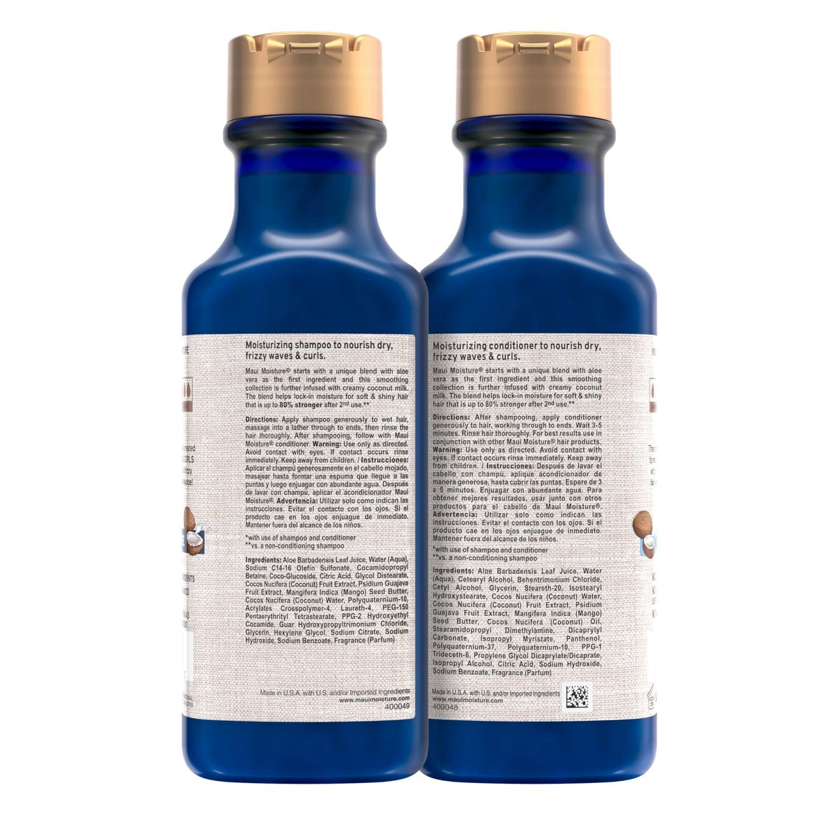 Maui Moisture Nourish & Moisture + Coconut Milk Shampoo and Conditioner Set - Hydrate and Detangle Curly Hair, Lightweight Daily Moisturizing, Vegan, Silicone & Paraben-Free, 13 Fl Oz Each - görsel 12