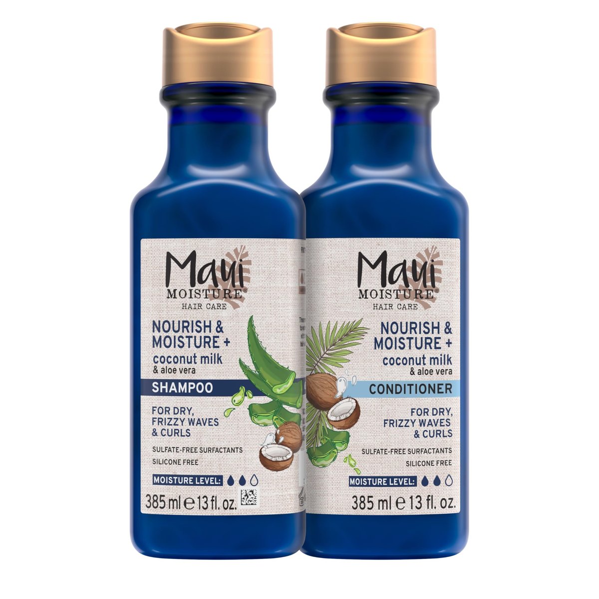 Maui Moisture Nourish & Moisture + Coconut Milk Shampoo and Conditioner Set - Hydrate and Detangle Curly Hair, Lightweight Daily Moisturizing, Vegan, Silicone & Paraben-Free, 13 Fl Oz Each - görsel 2